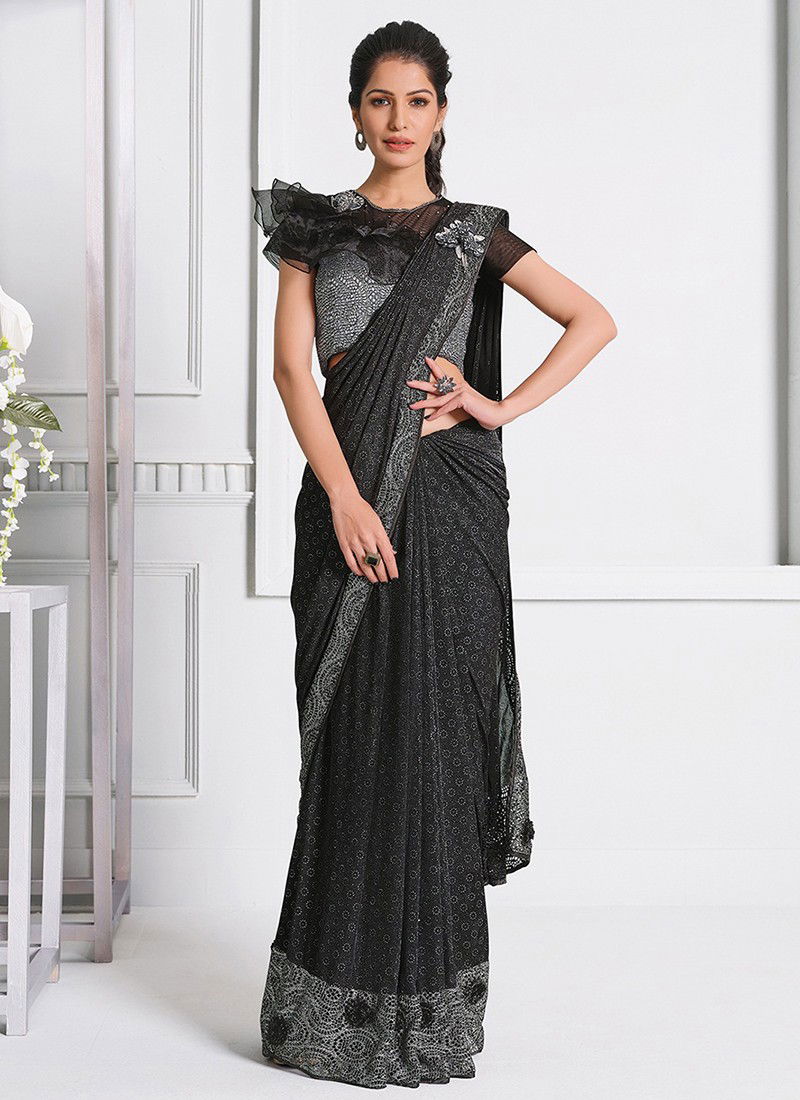 MOHMANTHAN 21500 Fancy Designer Party Wear Stylish Lycra Heavy Sequins Embroidery Work Saree Collection